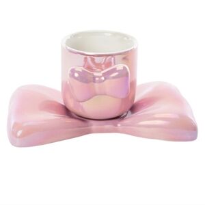 Pink Bow Ceramic Cup and Saucer